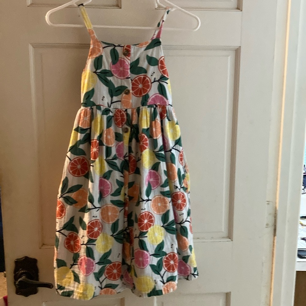 Hanna Andersson summer citrus fruit print dress with pockets  size 130 cm / US 8